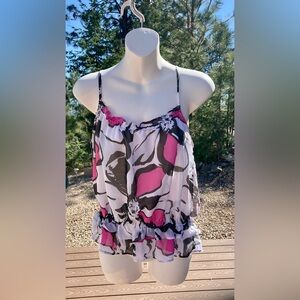 Banana Republic White, Pink and Black Top Shirt Blouse